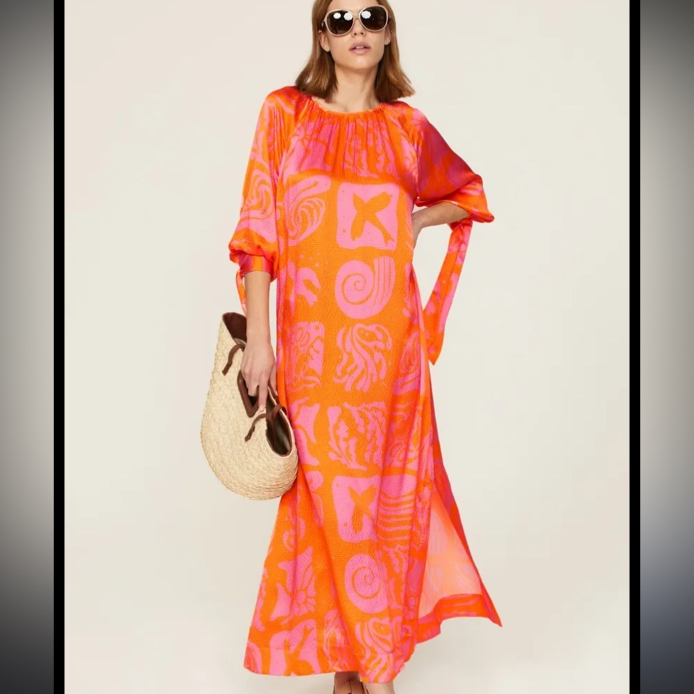 Rodebjer Orange Pink Silk Caftan